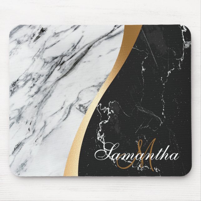 Mousepad Mármore Negro e Branco (Frente)