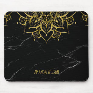 Mousepad Mármore preto do ouro mandala