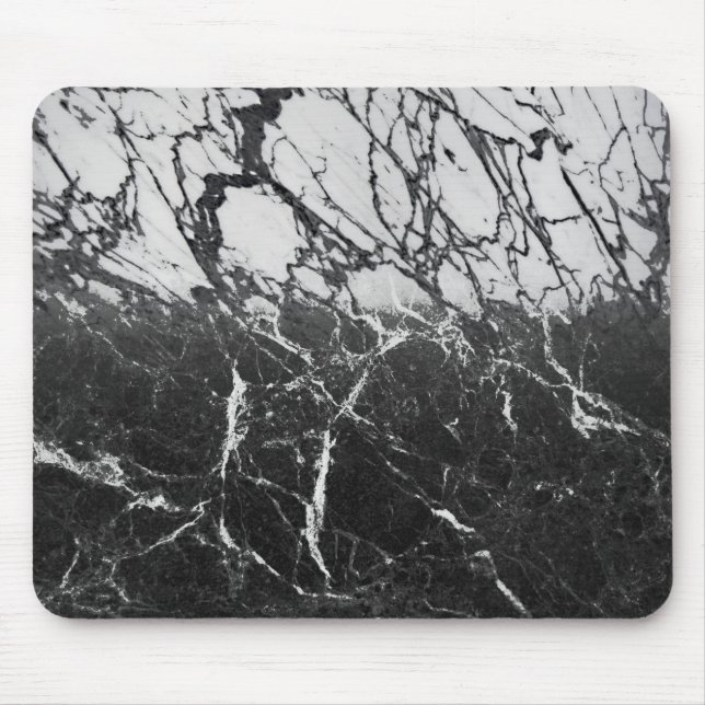 Mousepad Mármore Preto e Branco Glam Moderno Tendência (Frente)