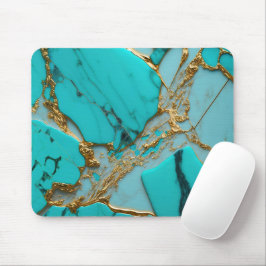 Mousepad Mármore Turquesa com Veias Douradas