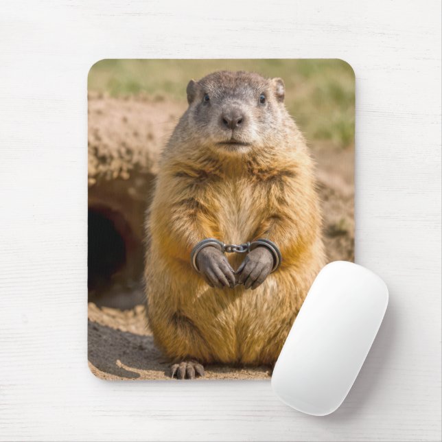 Mousepad Marmota Vestindo Algemas (Com mouse)