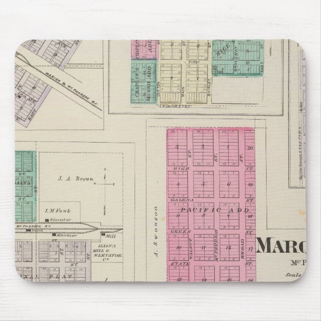 Mousepad Marquette, Conway, Galva, Elyria, Ames, Kansas (Frente)