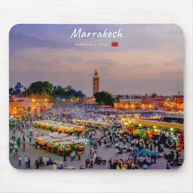 Mousepad Marraquexe, Marrocos - Praça Jemaa el Fnaa (Frente)