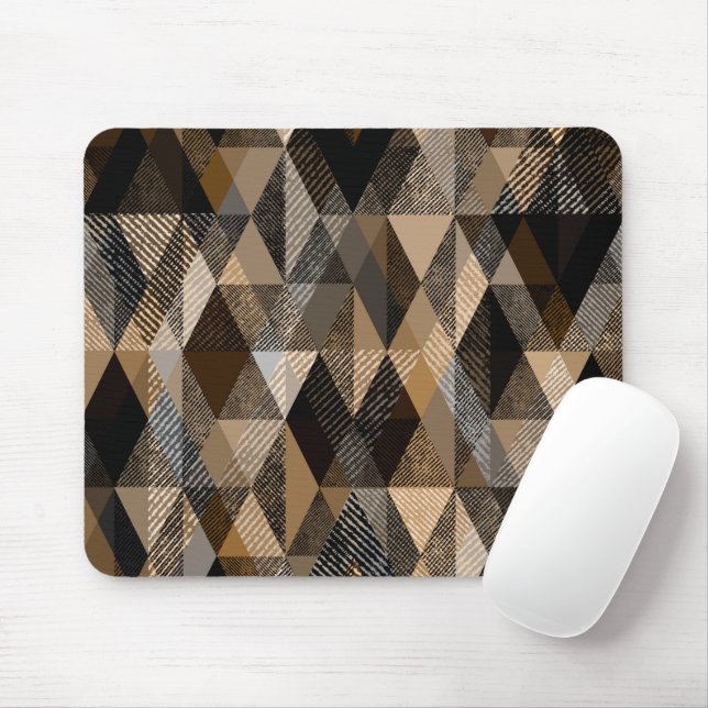 Mousepad Marrom rômbico texturizado com bege (Com mouse)