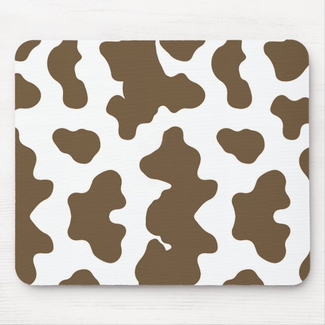Mousepad Marrom Rústico e Impressão de Vaca Branca Country  (Frente)