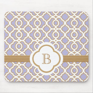 Mousepad Marroquino da lavanda e do ouro Monogrammed