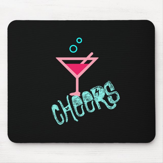 Mousepad Martini - Arte de Pop, Rosa e Turquesa com Álcool (Frente)