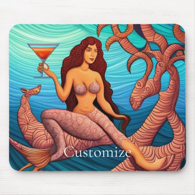 Mousepad Martini Mermaid Thunder_Cove de cabelos longos (Frente)
