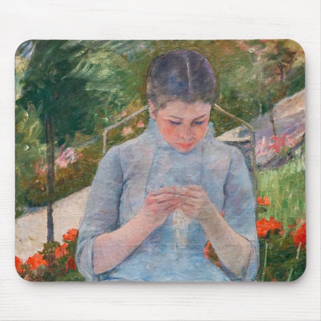 Mousepad Mary Cassatt - Garota costurando um jardim (Frente)