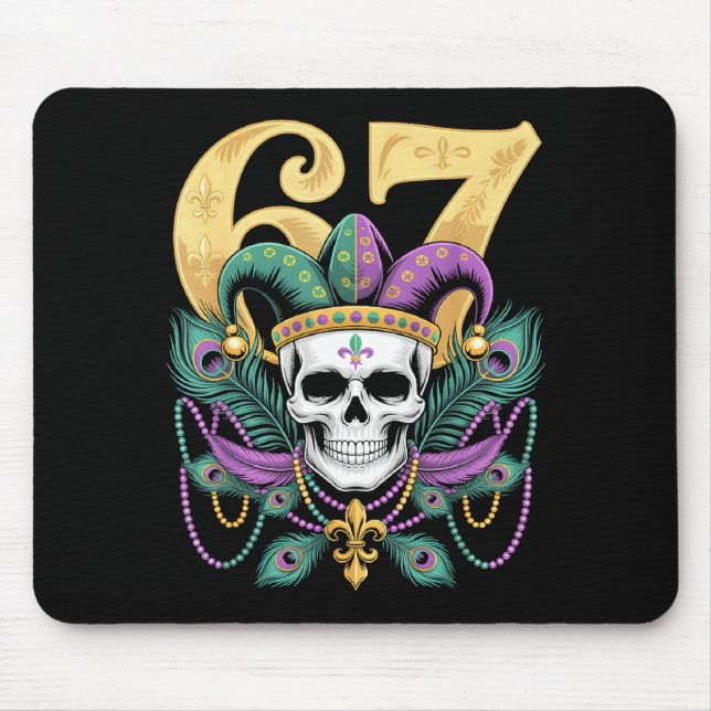 Mousepad Máscara de Carnaval Caveira de Bobo da Terça-feira (Frente)