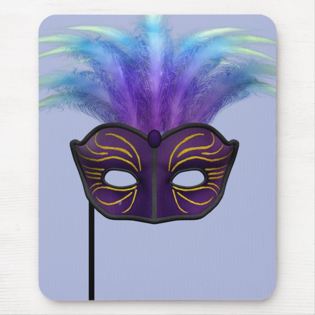Mousepad Máscara de Carnaval de Mascarada Roxa Arte de Fest (Frente)