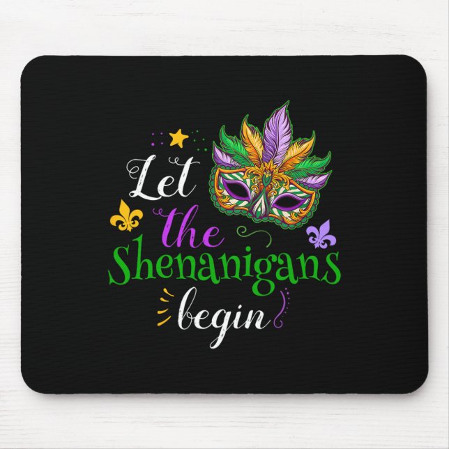 Mousepad Máscara de Fantasia de Mardi Gras Deixe os Travess (Frente)