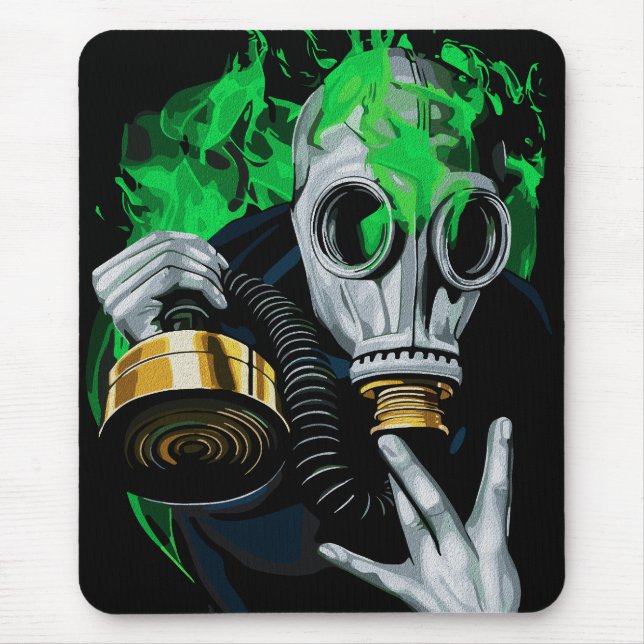 Mousepad Máscara de Gás Tóxico: Chamas Neon (Frente)