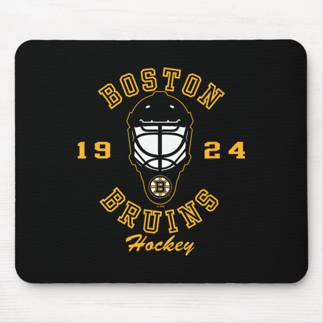 Mousepad Máscara de hóquei preta Boston Bruins oficialmente (Frente)