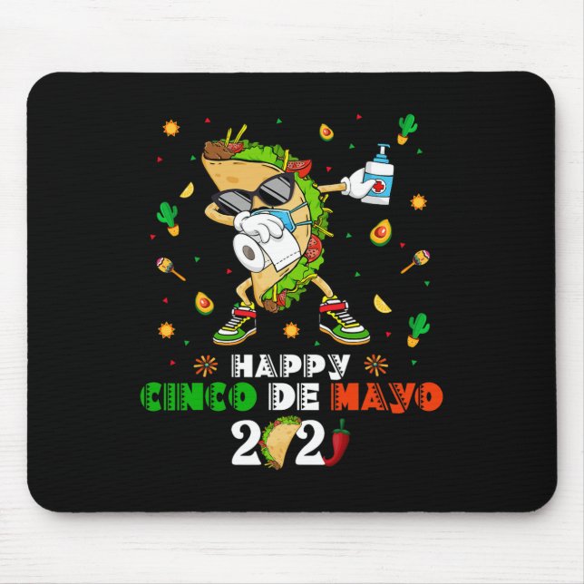 Mousepad Máscara Facial Dabbing Taco Cinco De Mayo 2021 Qua (Frente)