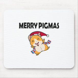 Mousepad Máscara Facial Feliz Natal do Porquinho Engraçado 