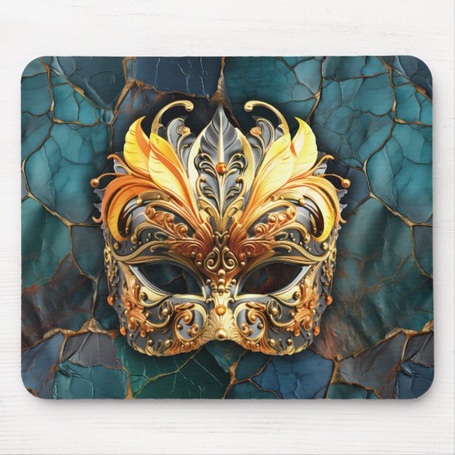 Mousepad Máscara, Penas e Teto Fundo Texturizado (Frente)