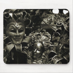 Mousepad Máscaras de Mascarada Gótica Escura Preto e Branco