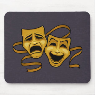 Mousepad Máscaras Dourados do teatro da comédia e da