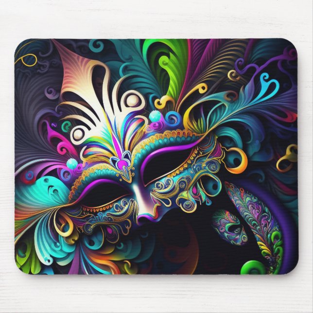 MOUSEPAD MÁSCARAS MARDI GRAS BREVEMENTE COLORIDAS (Frente)