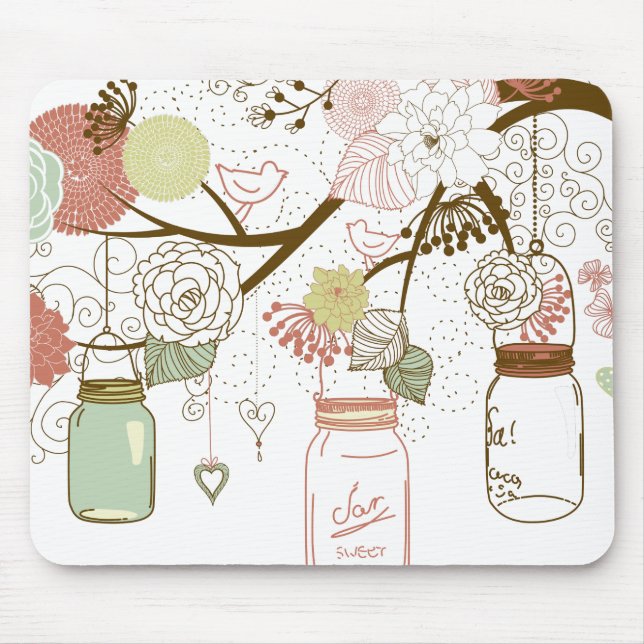 Mousepad Mason Jars e Flores Bonito (Frente)