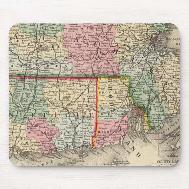 Mousepad Massa, Conn, Mapa RI de Mitchell (Frente)
