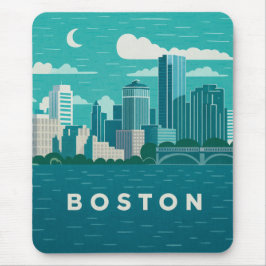 Mousepad Massachusetts Night Cityscape | Boston City