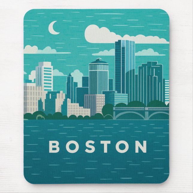 Mousepad Massachusetts Night Cityscape | Boston City (Frente)