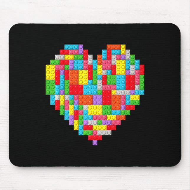 Mousepad Master Builder Block Brick Building Heart Valentin (Frente)