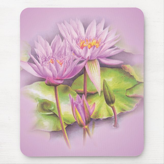Mousepad Mat de rato floral de arte lírio púrpura (Frente)