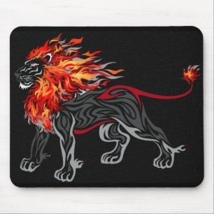 Mousepad Mat do mouse de leão flameado