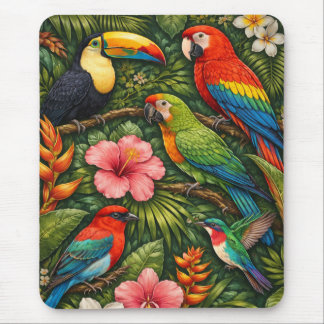 Mousepad Mat For Tropical Colorful Birds Retro Toucan