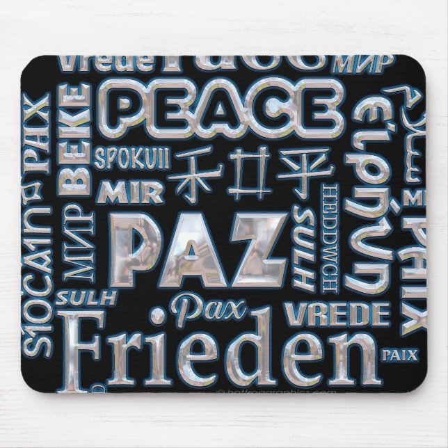 Mousepad Mat preto e cromo de rato multilíngue (Frente)