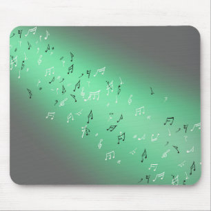 Mousepad Mat Verde de Mouse Verde com Notas Musicais