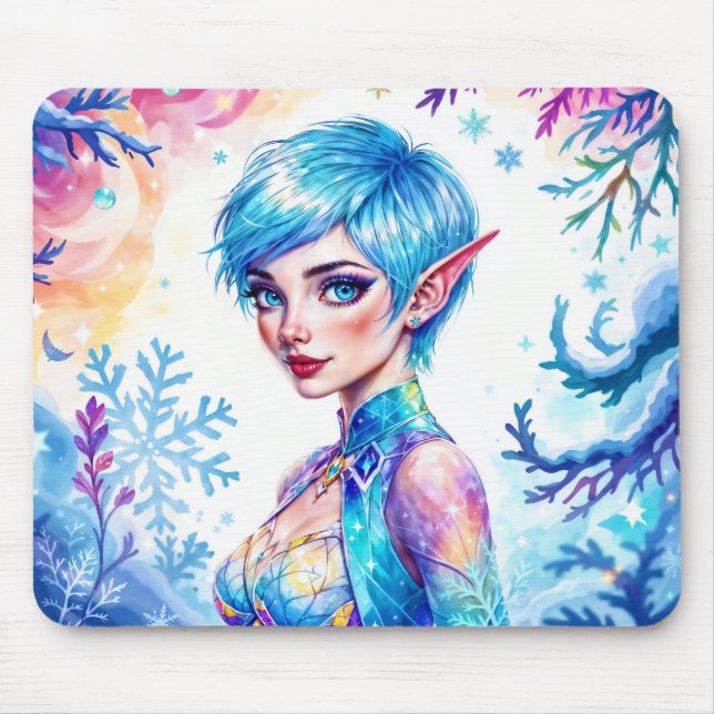 Mousepad Mata de gelo mágico e gelo da neve, conto de fadas (Frente)