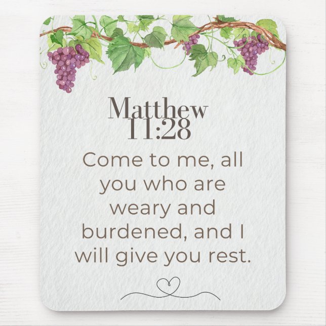 Mousepad Mateus 11:28 Venham a Mim Escritura | Parreira (Frente)