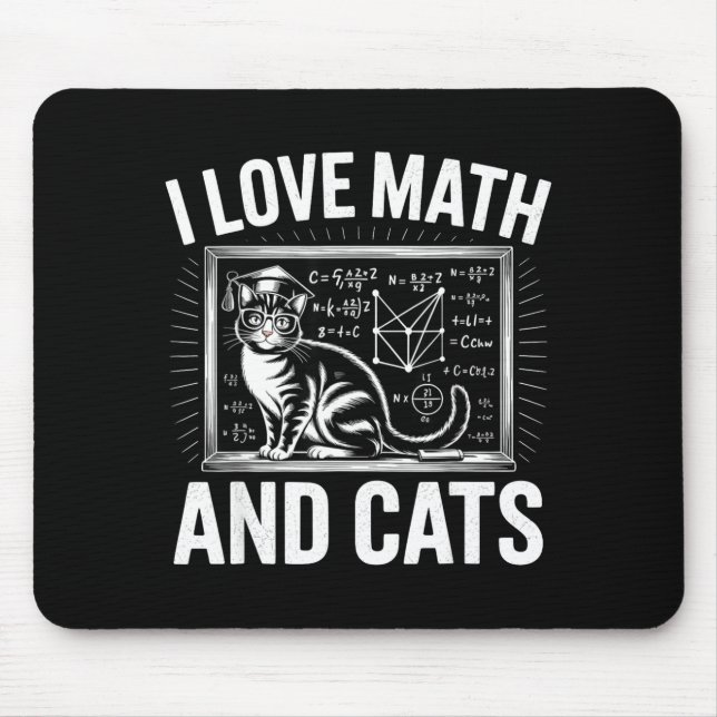 Mousepad Math Cat Lover Funny Math Teacher I Love Math And  (Frente)