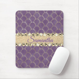 Mousepad Matilha Diamante de Folha Roxa e Dourada