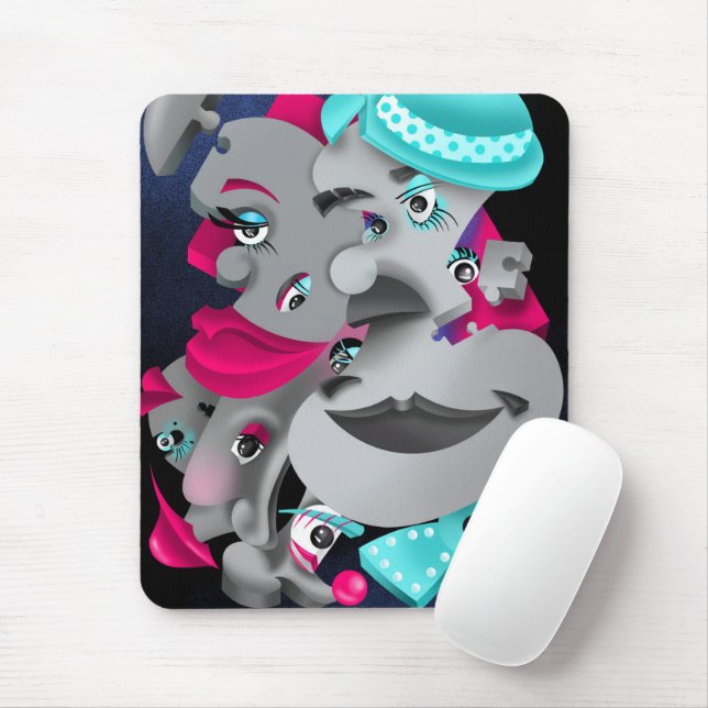 Mousepad Matriz do mouse surreal Quebra-cabeça Faces (Com mouse)