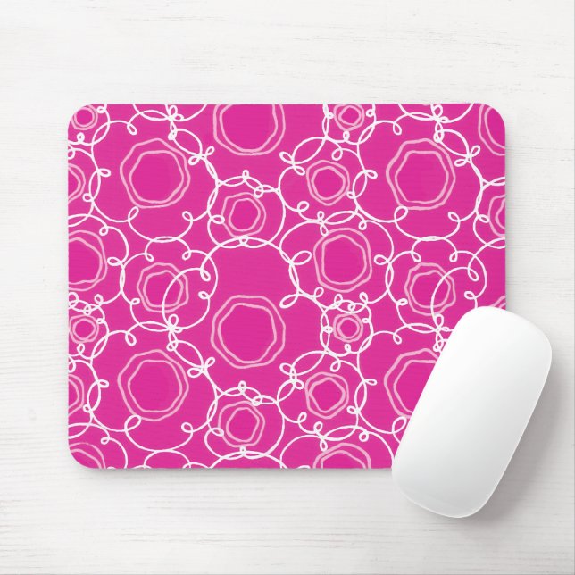 Mousepad Matriz Floral Abstrata (Rosa Quente) Arte Refinada (Com mouse)