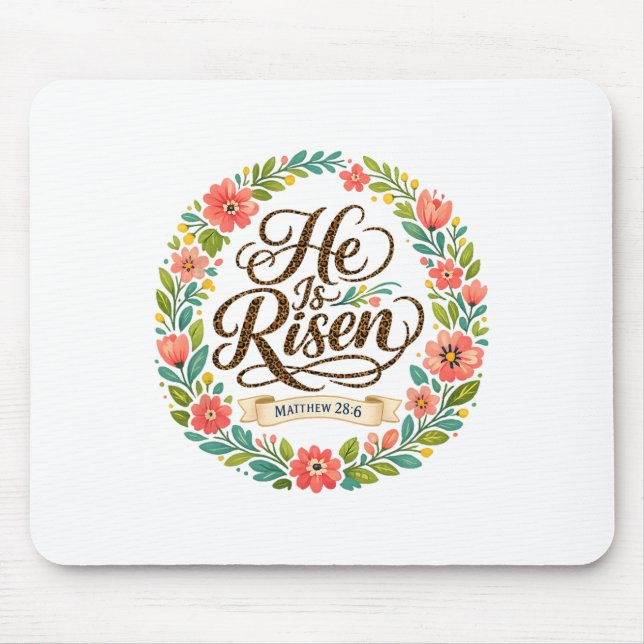 Mousepad Matthew 286 Padrão de Leopardo Floral Páscoa Jesus (Frente)