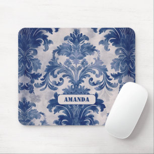 Mousepad Mau legado Dó azul toile de jouy monograma