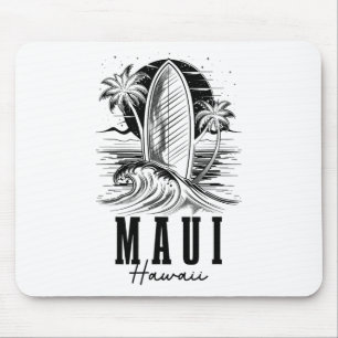 Mousepad Maui Havaí Surfista Antiga Prancha de Surf Surfand