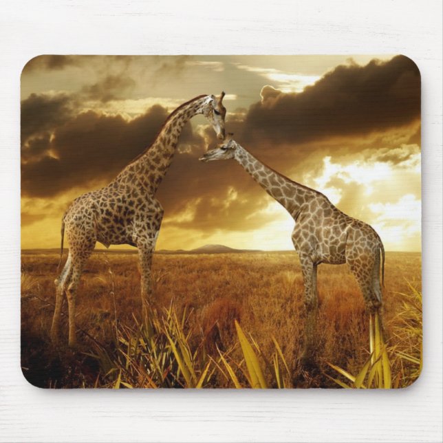Mousepad Mauspad girafas pôrs do sol (Frente)