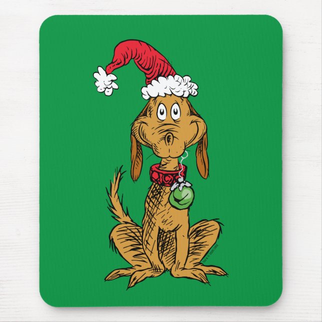 Mousepad Max o Cão com Chapéu de Papai Noel (Frente)