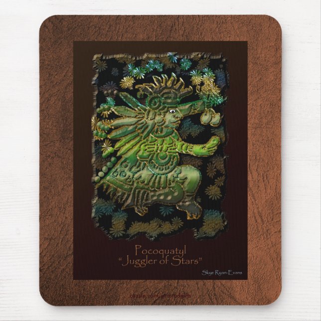 Mousepad Mayan Star malabarizando Deus em Faux Leather Mous (Frente)