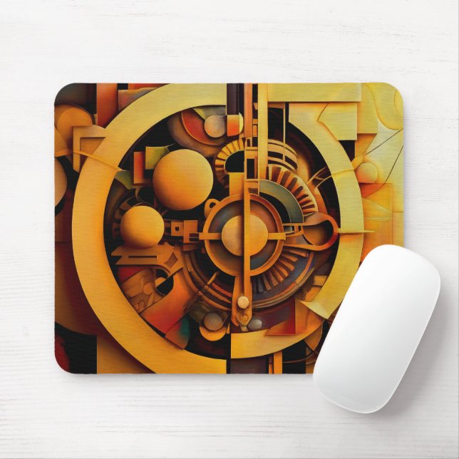 Mousepad Mecanismo Dourado Abstrato Steampunk (Com mouse)