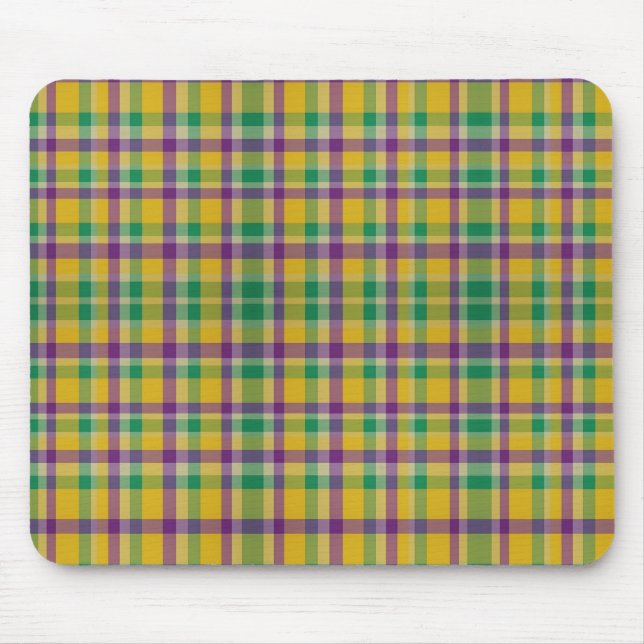 Mousepad Medalha colorida Mardi Gras Gingham (Frente)