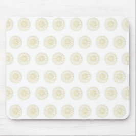Mousepad Medalhão de Flor de Zínia Dourada Branca