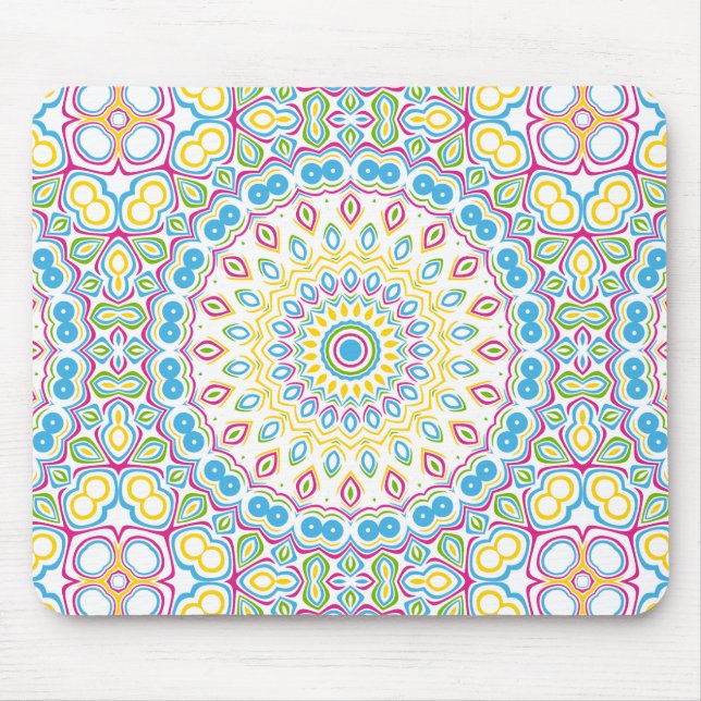 Mousepad Medalhão de Mandala Colorida de Primavera (Frente)